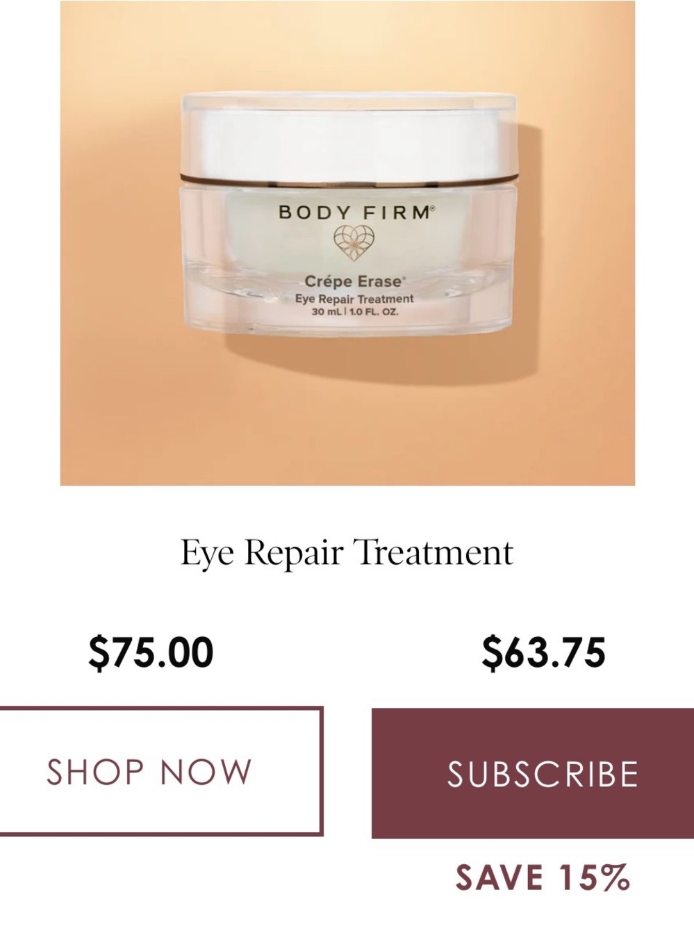 Body Firm Crêpe Erase Eye Repair Treatment - White